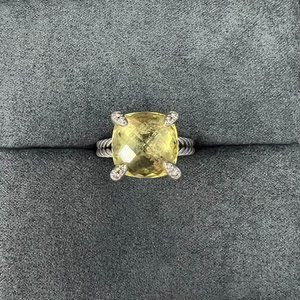 David Yurman - 11mm Lemon Citrine Chatelaine Ring with Pavé Diamonds
